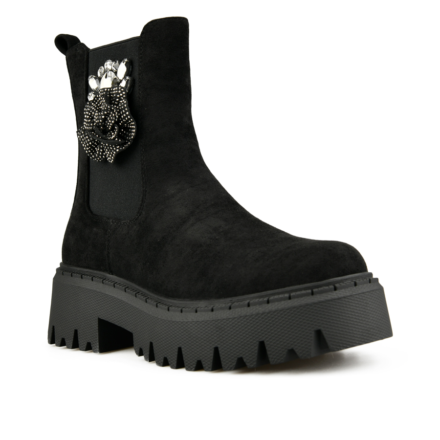 γυναικεία μποτάκια ύφασμα μαύρο 1