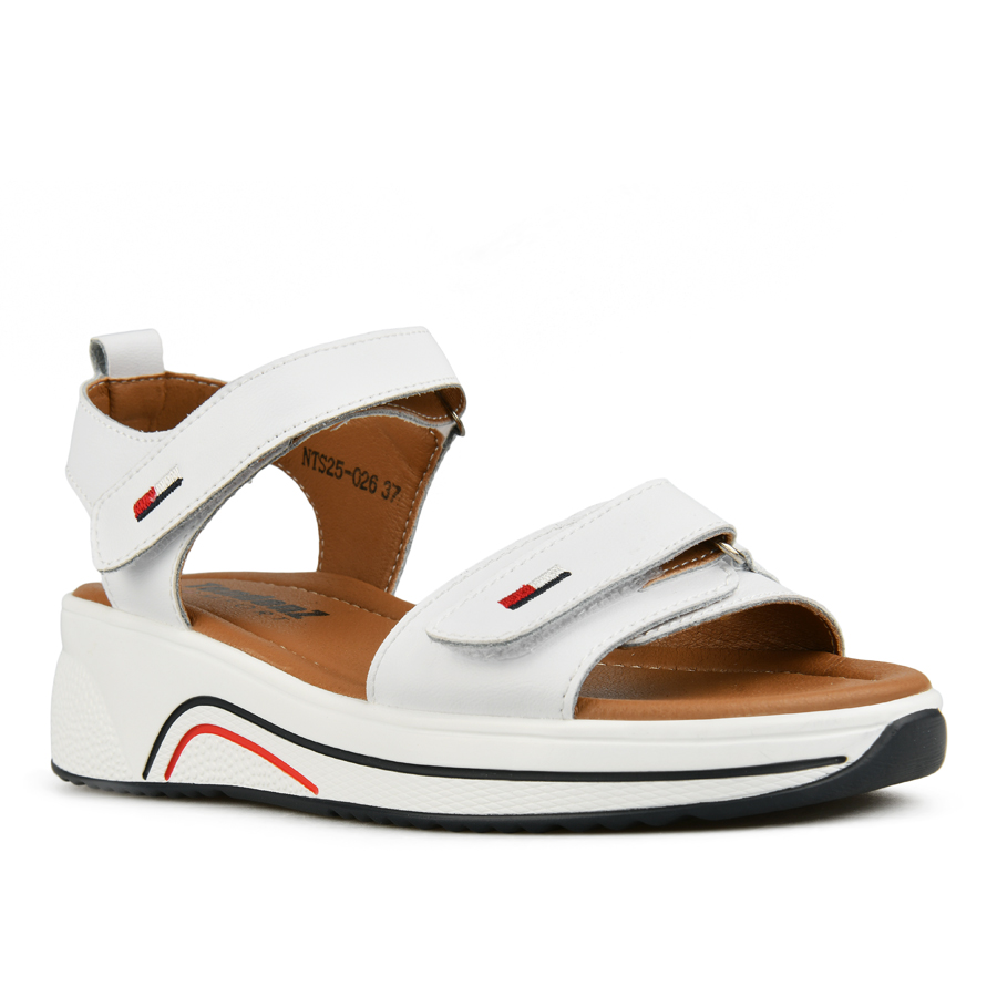 дамски сандали естествена кожа бели 1