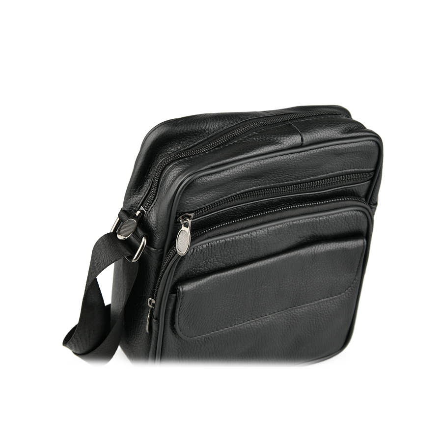 мъжка чанта естествена кожа черна 2