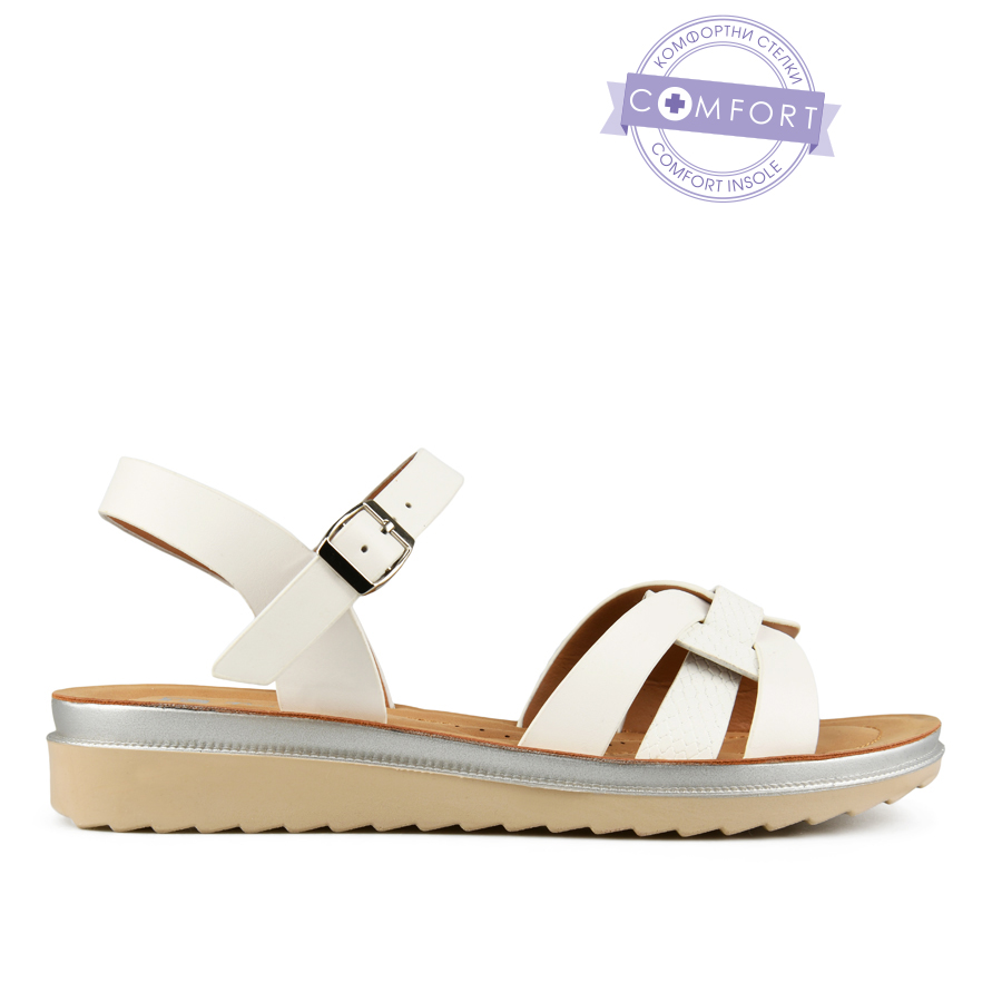 γυναικεία σανδάλια οικολογικό δέρμα λευκά 0