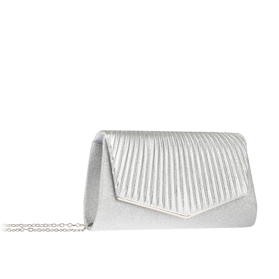 дамски клъч текстил сребърен 0