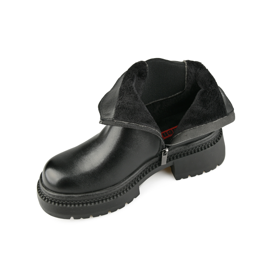 дамски боти еко кожа/текстил черни 5