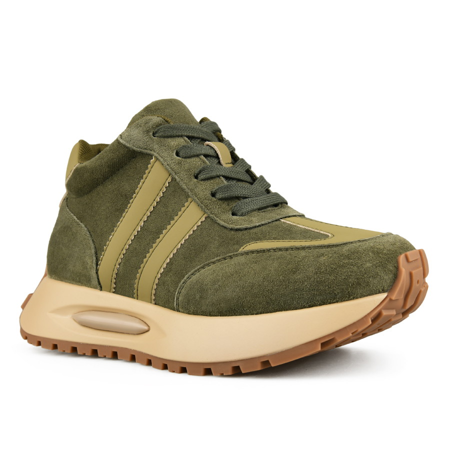 γυναικεία sneakers φυσικό δέρμα/ύφασμα πράσινα 1