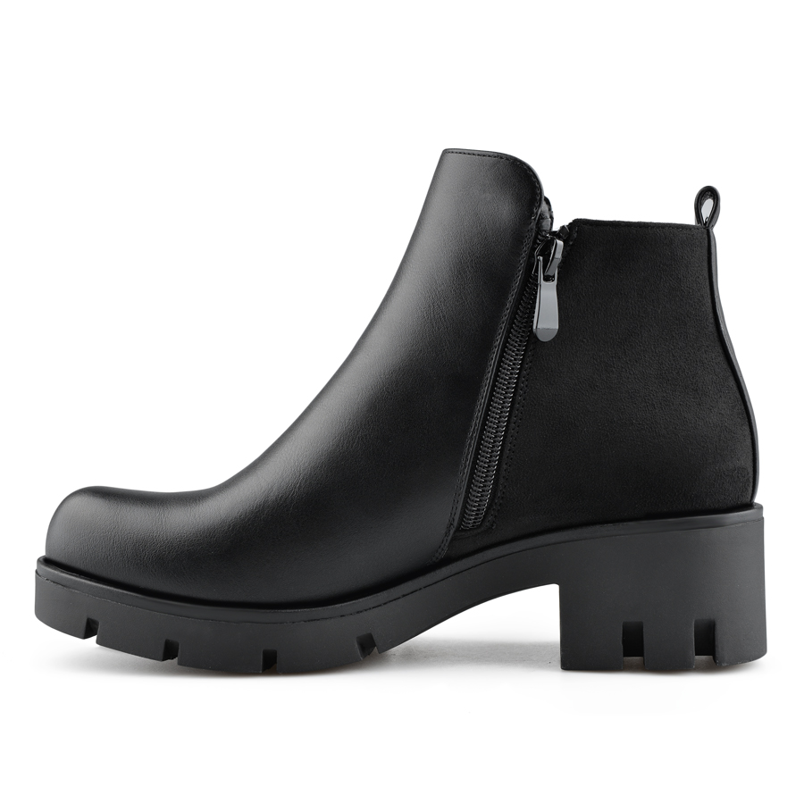 botine damă piele ecologică/textil negru 1