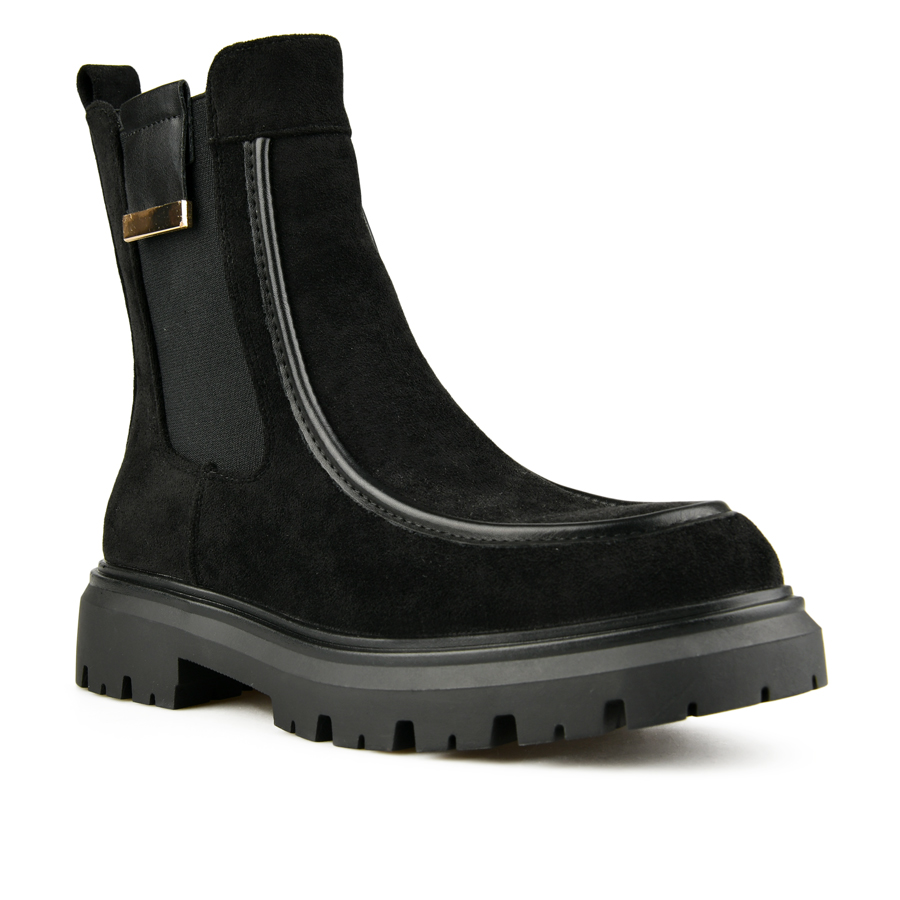 γυναικεία μποτάκια ύφασμα/οικολογικό δέρμα μαύρο 1