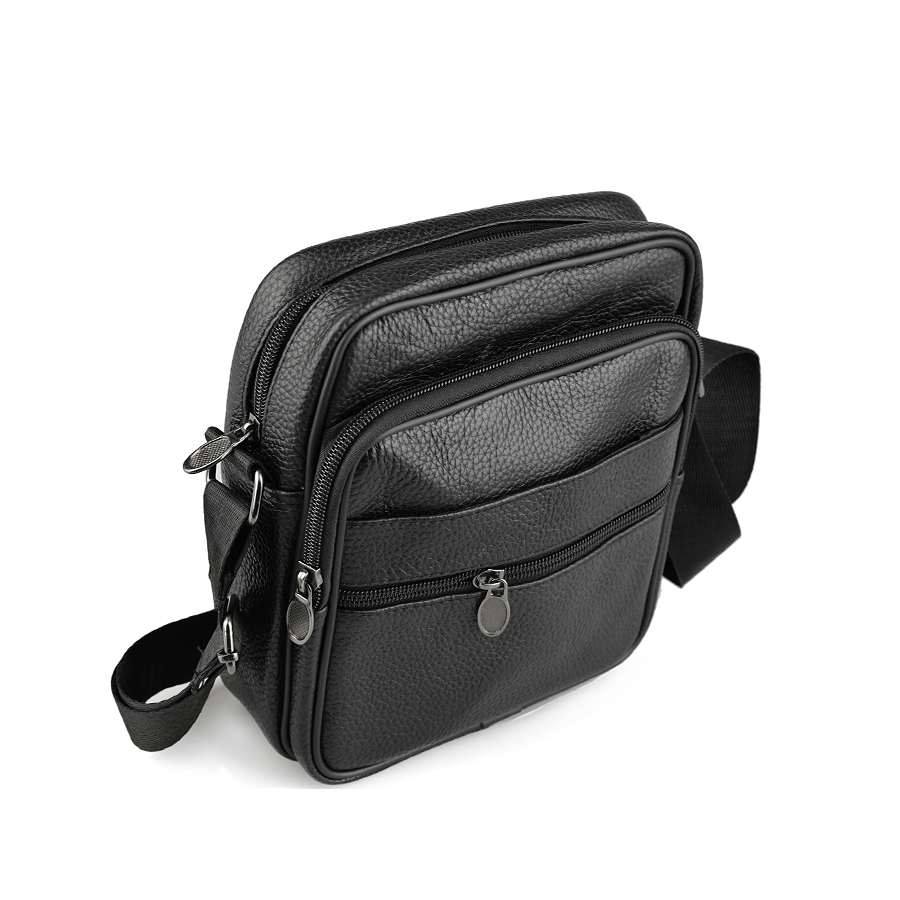 мъжка чанта естествена кожа черна 2