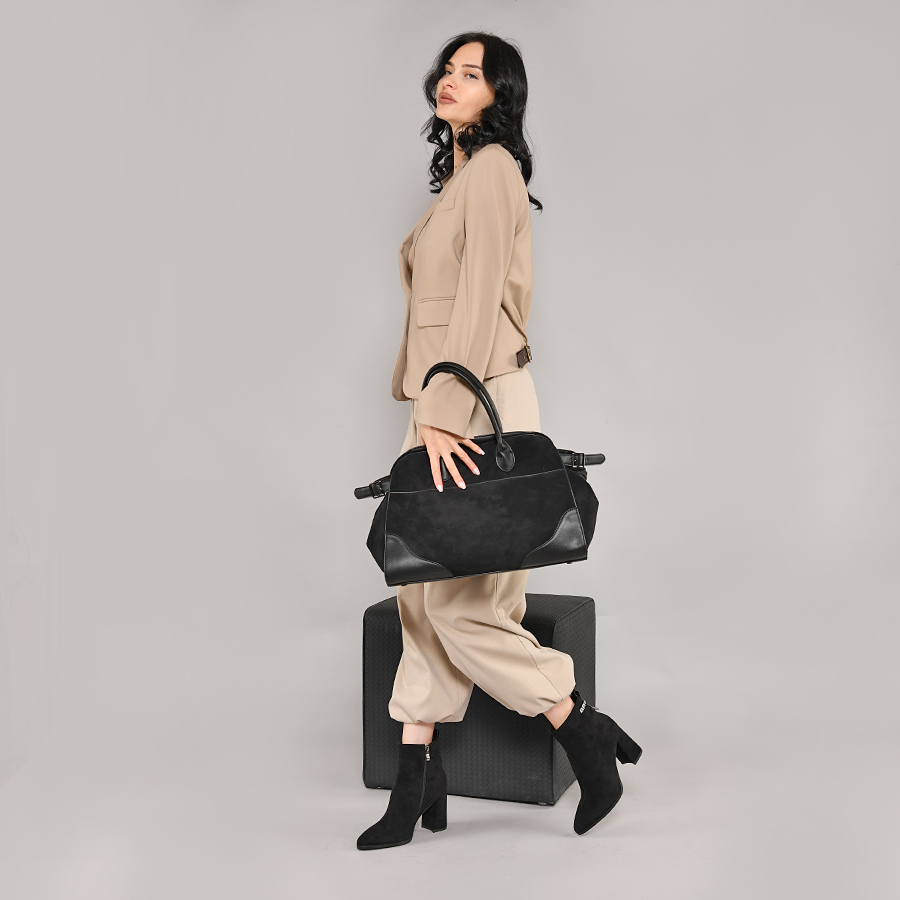 γυναικεία μποτάκια ύφασμα μαύρο 6