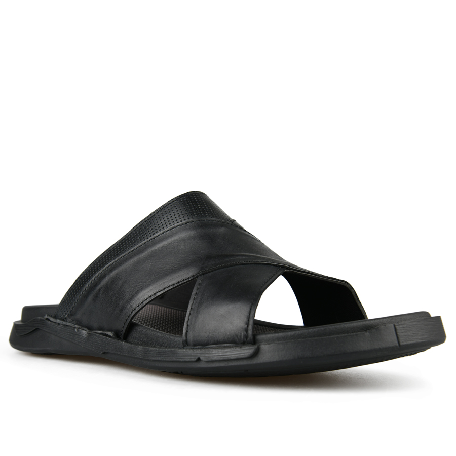 ανδρικά παντόφλες φυσικό δέρμα μαύρο 2