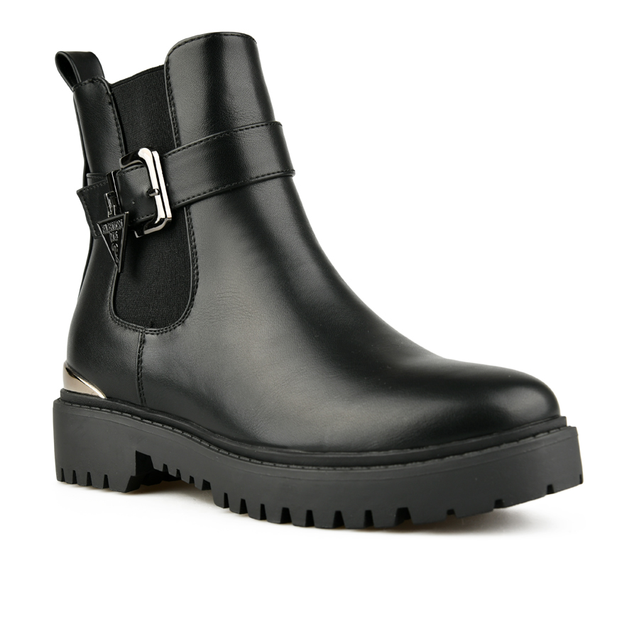 γυναικεία μποτάκια ύφασμα/οικολογικό δέρμα μαύρο 1