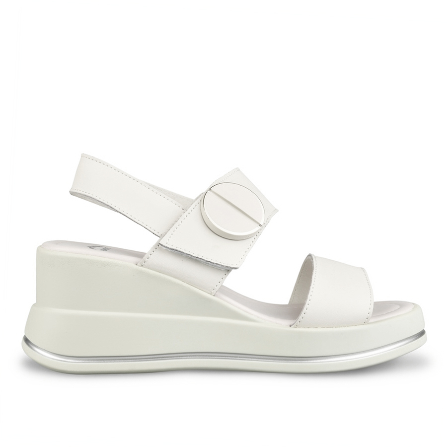 sandale damă piele naturală alb 0