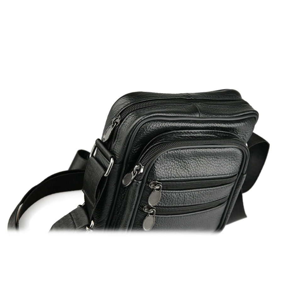 мъжка чанта естествена кожа черна 2