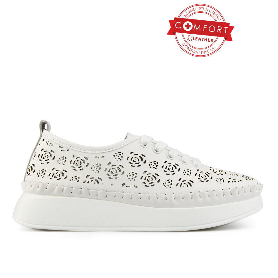 дамски обувки естествена кожа бели 0