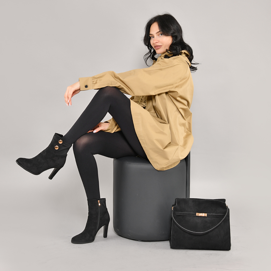 дамски боти текстил черни 6