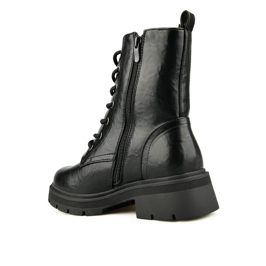 γυναικεία μποτάκια ύφασμα/οικολογικό δέρμα μαύρο 3