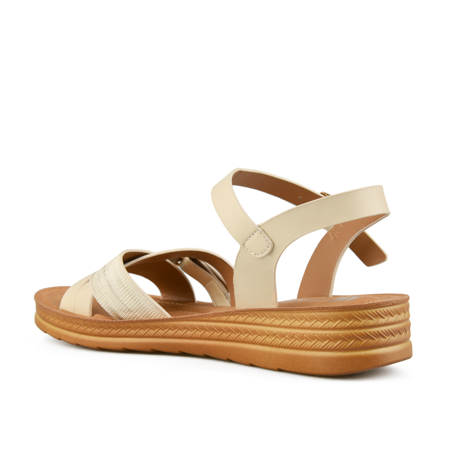 γυναικεία σανδάλια οικολογικό δέρμα ανοιχτό μπεζ 3