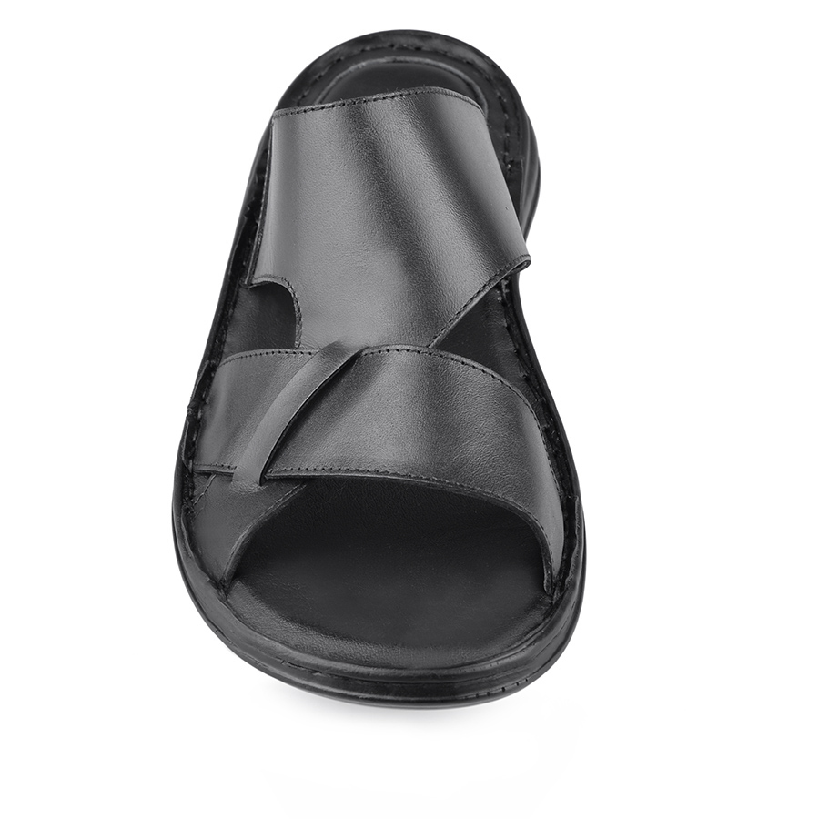 мъжки чехли естествена кожа черни 1