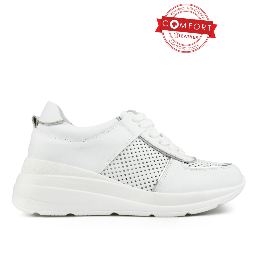 дамски обувки естествена кожа бели 0