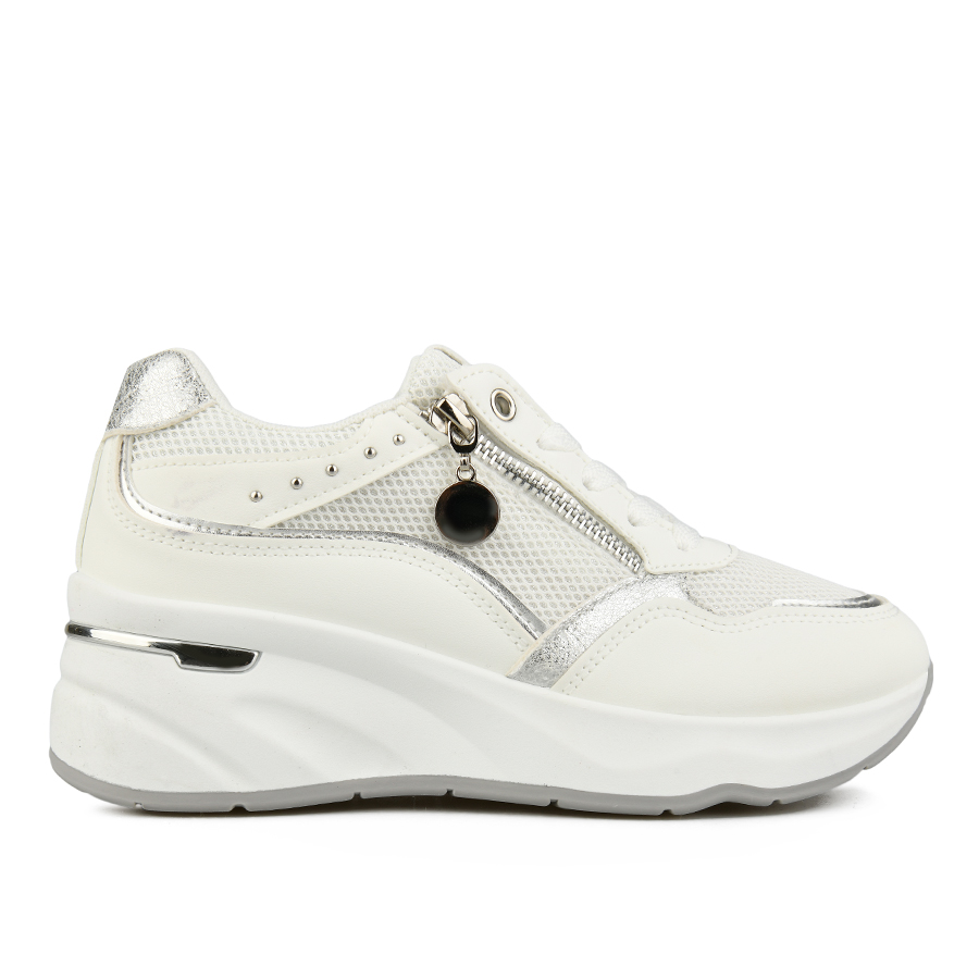 дамски маратонки еко кожа/текстил бели 0