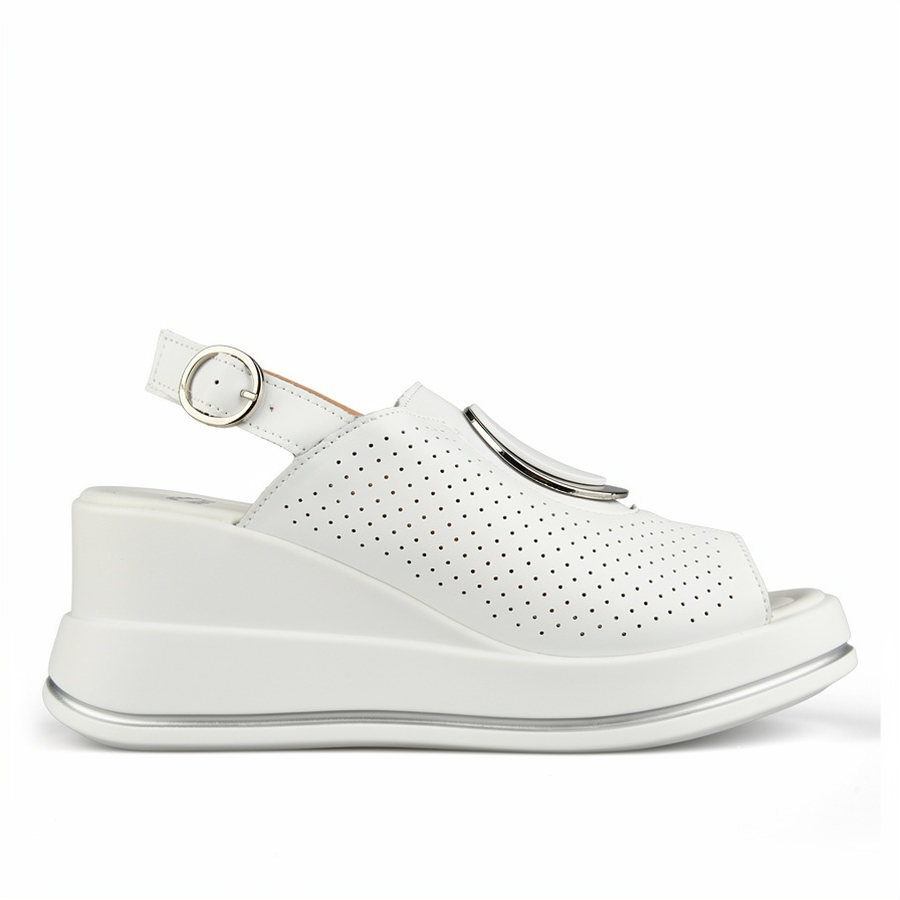 γυναικεία σανδάλια φυσικό δέρμα λευκά 0