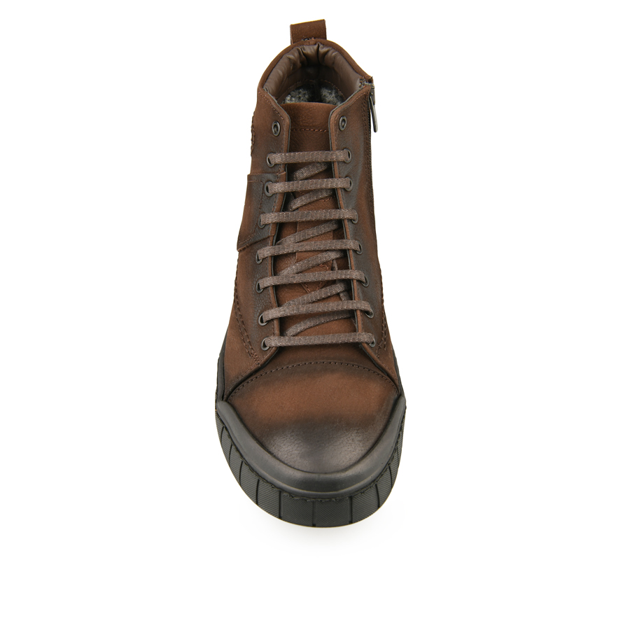 ανδρικά μποτάκια φυσικό δέρμα σκούρο καφέ 1