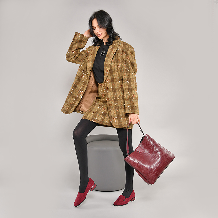 γυναικεία παπούτσια ύφασμα μπορντό 4