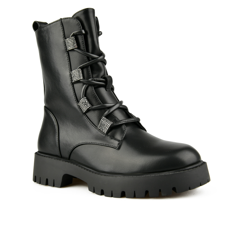 γυναικεία μποτάκια οικολογικό δέρμα μαύρο 1