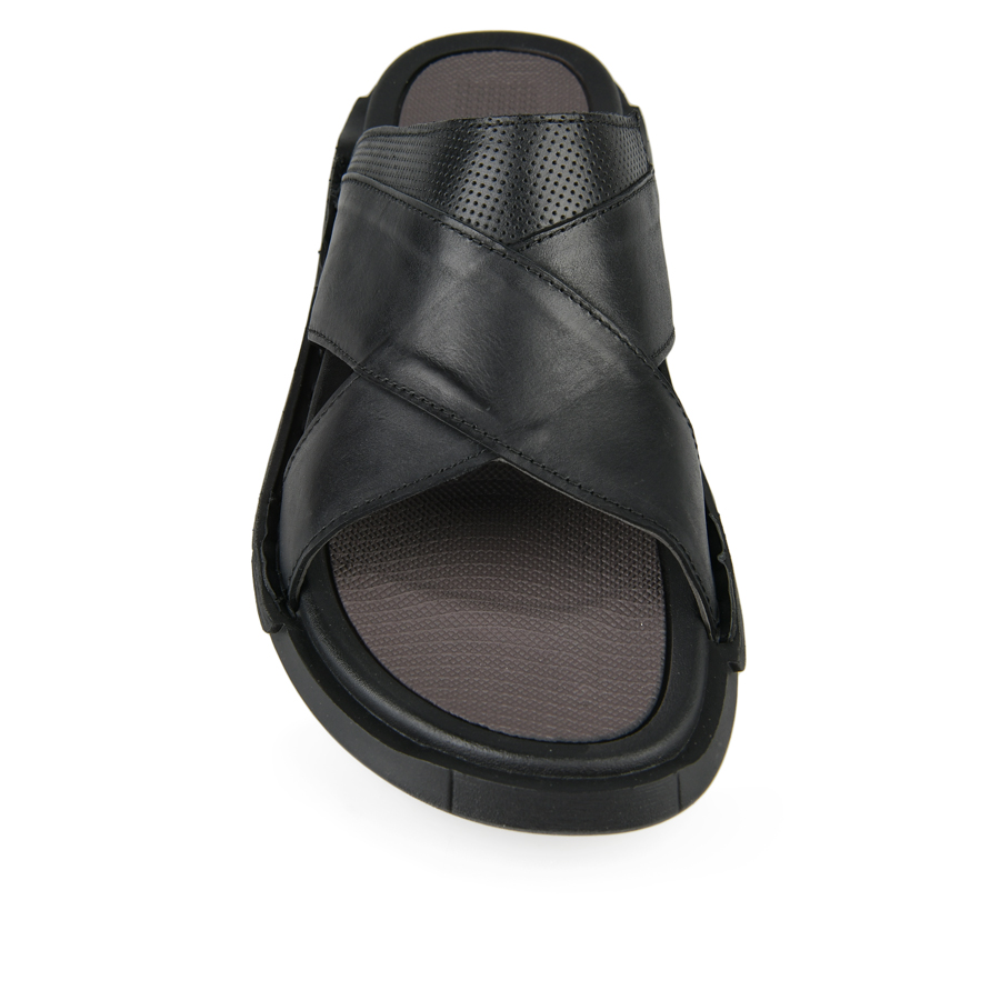 ανδρικά παντόφλες φυσικό δέρμα μαύρο 1