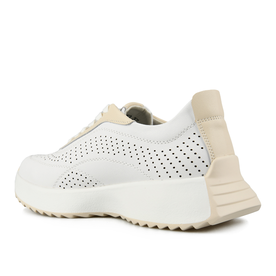 дамски обувки естествена кожа бяло/бежови 3