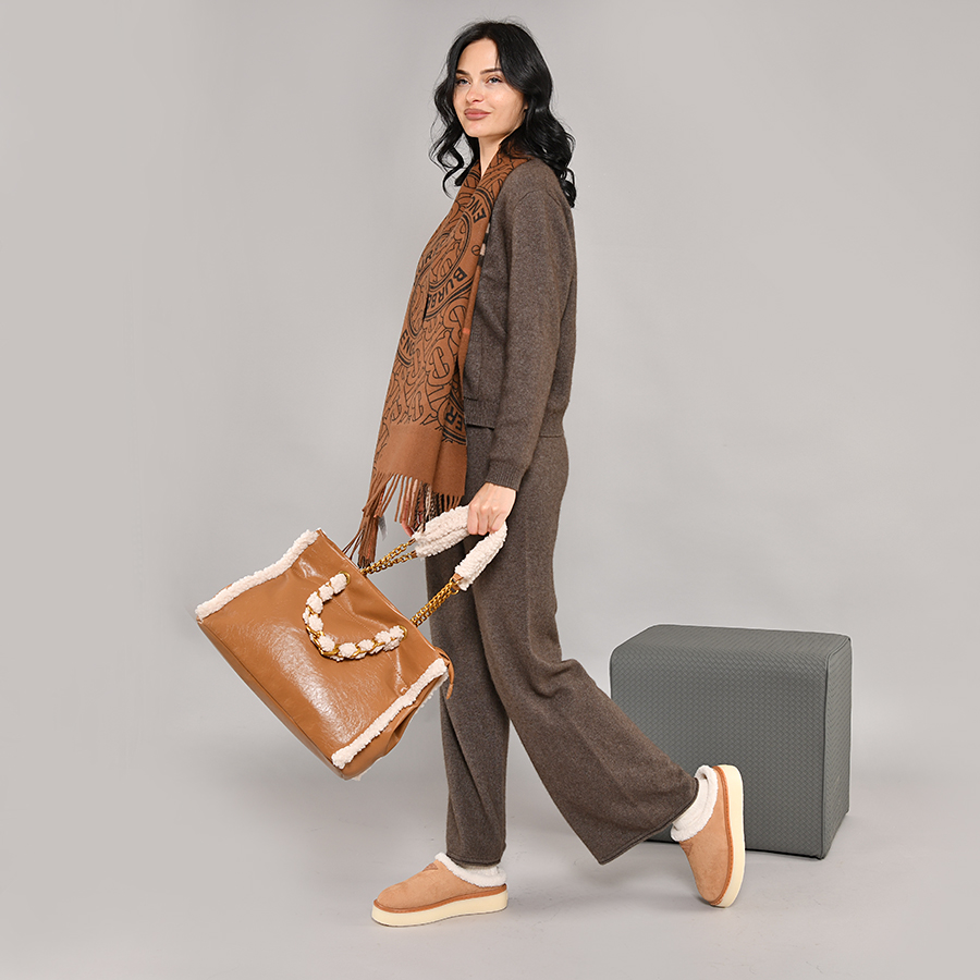 γυναικεία παπούτσια ύφασμα καφέ 5