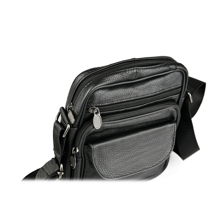 мъжка чанта естествена кожа черна 2