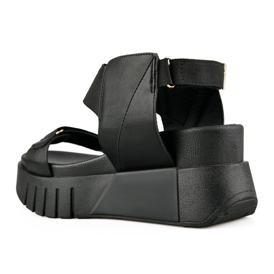 γυναικεία σανδάλια ύφασμα/οικολογικό δέρμα μαύρο 3