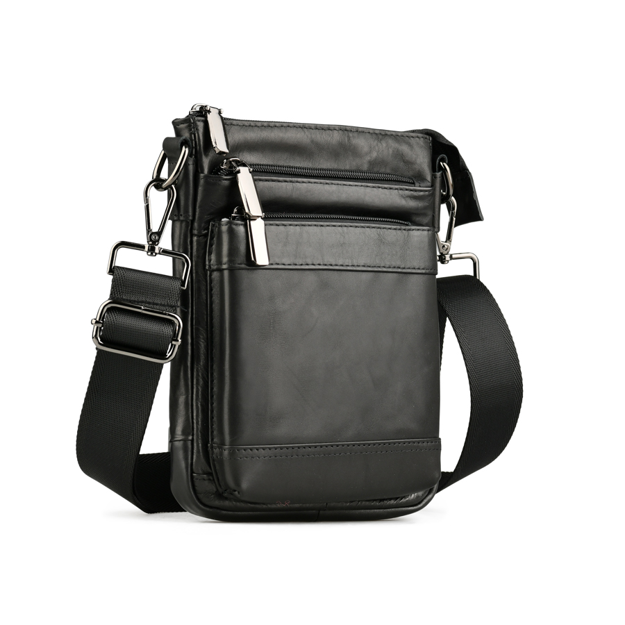 мъжка чанта естествена кожа черна 0