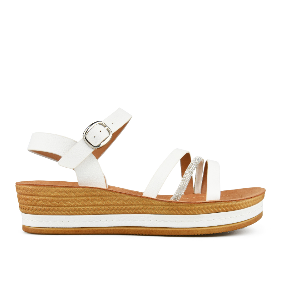sandale damă piele ecologică alb 0