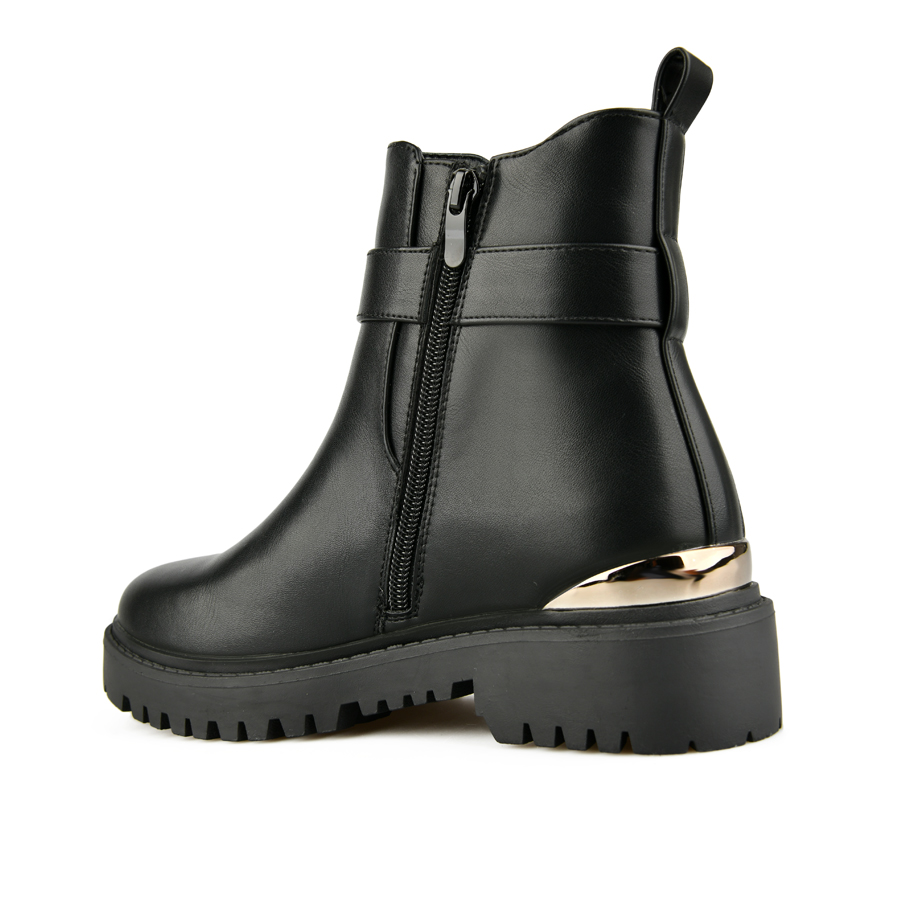 γυναικεία μποτάκια ύφασμα/οικολογικό δέρμα μαύρο 3