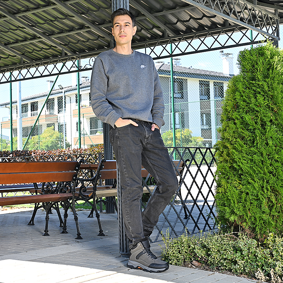 ανδρικά μποτάκια ύφασμα/οικολογικό δέρμα γκρί 6