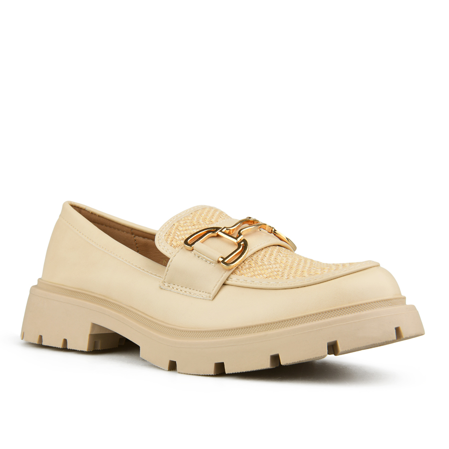 γυναικεία παπούτσια ύφασμα/οικολογικό δέρμα μπεζ 2