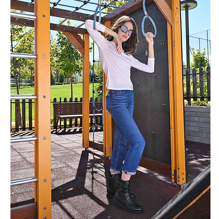 дамски боти еко кожа черни 6