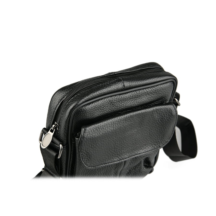 мъжка чанта естествена кожа черна 2