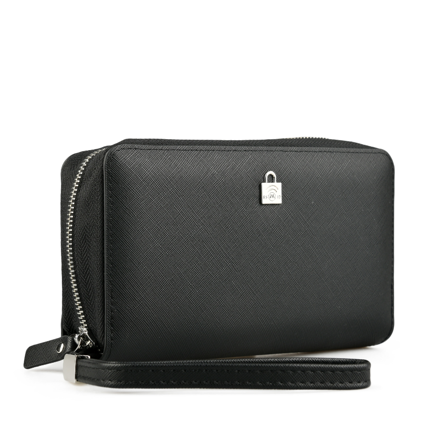 мъжка чанта естествена кожа черна 0