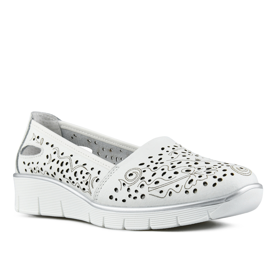 γυναικεία παπούτσια φυσικό δέρμα λευκά 2