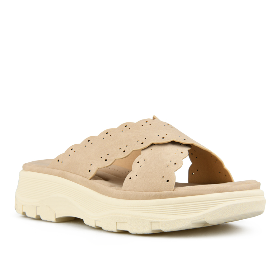 γυναικεία παντόφλες οικολογικό δέρμα μπεζ 2