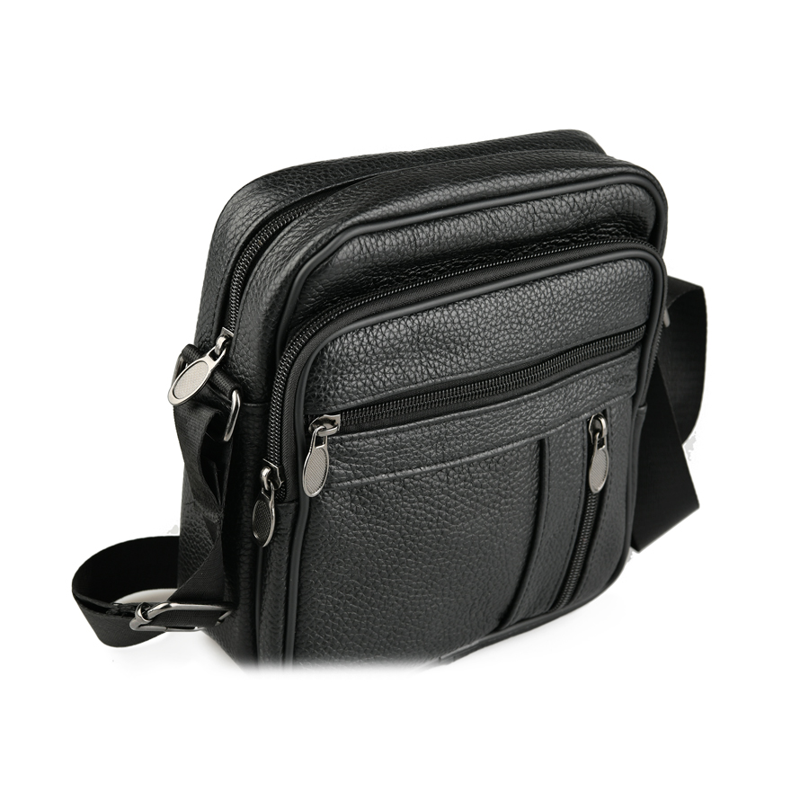 мъжка чанта естествена кожа черна 2