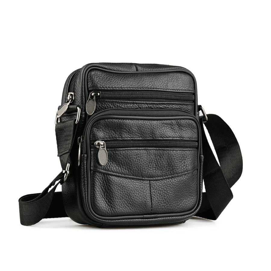 мъжка чанта естествена кожа черна 0