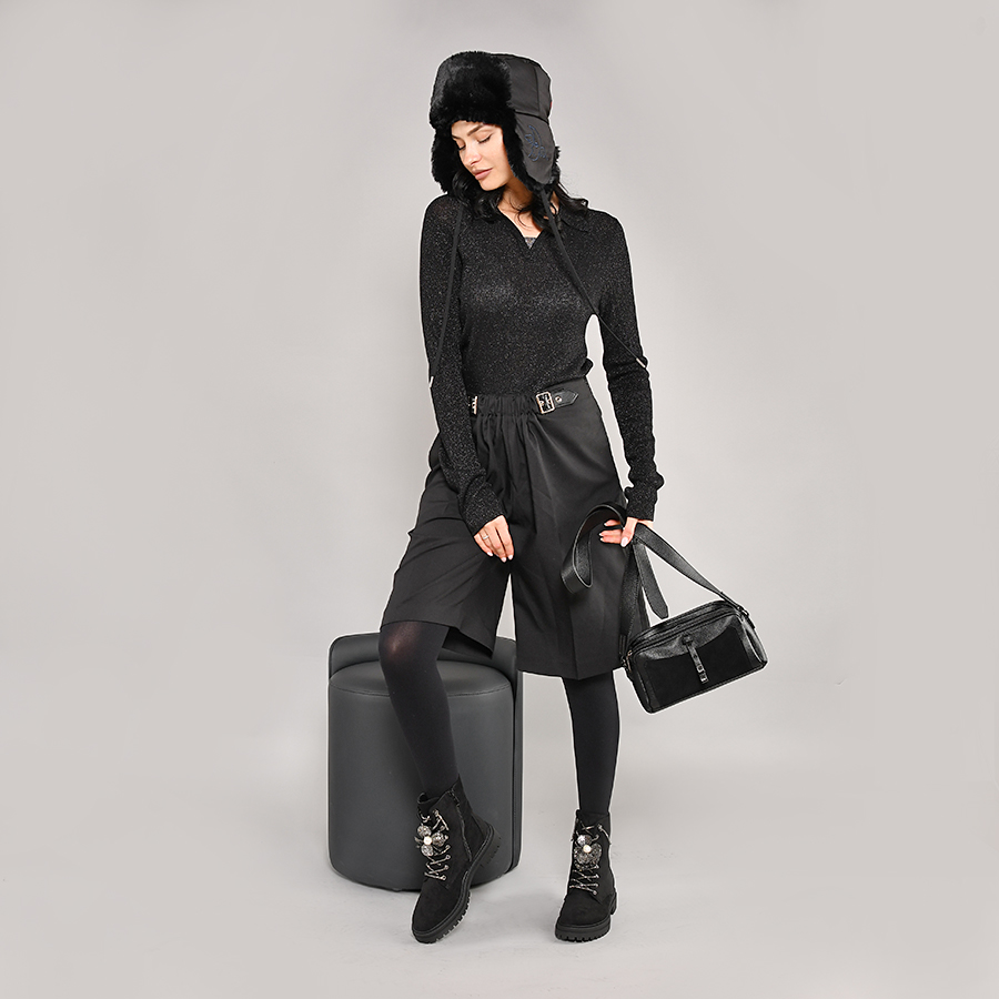 дамски боти текстил черни 6