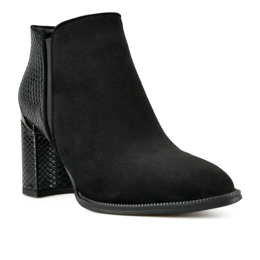 γυναικεία μποτάκια ύφασμα/οικολογικό δέρμα μαύρο 1