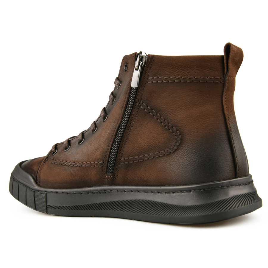 ανδρικά μποτάκια φυσικό δέρμα σκούρο καφέ 3