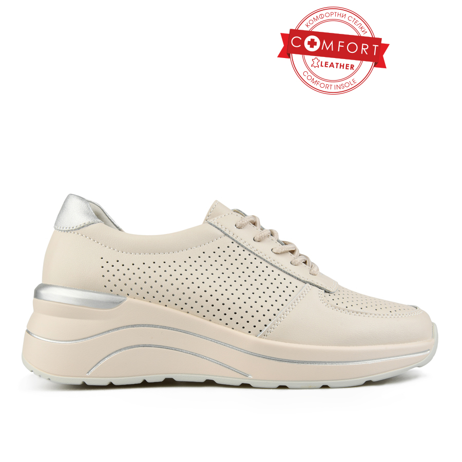 дамски обувки естествена кожа бежови 0