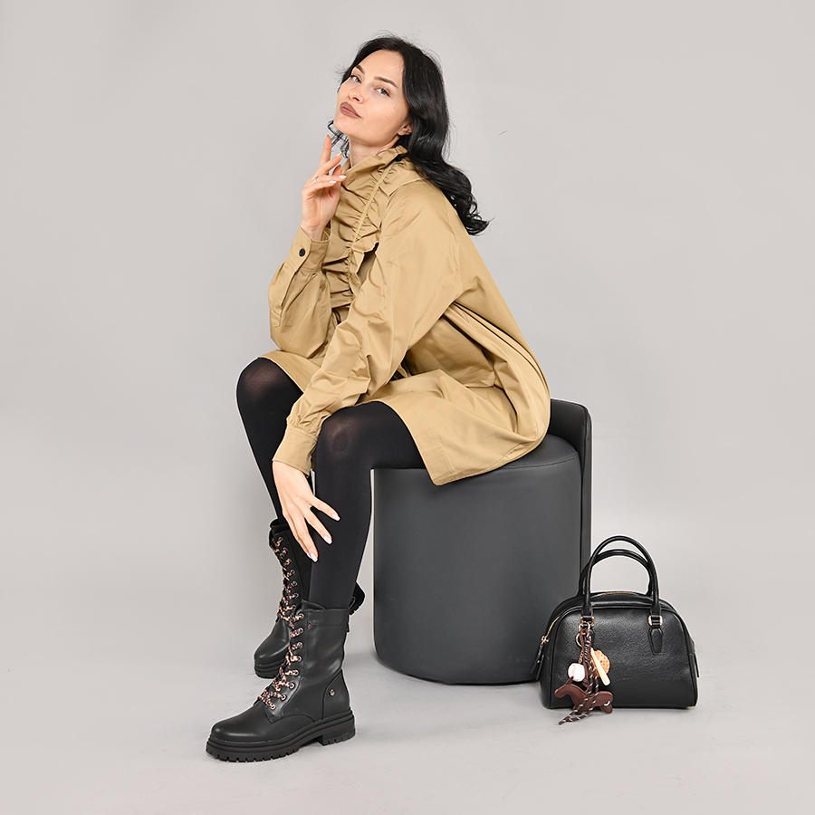 botine damă piele ecologică negru 7