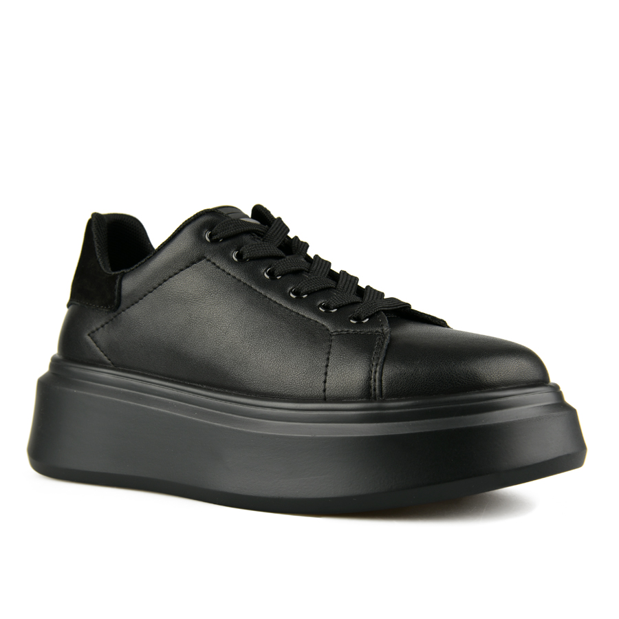 γυναικεία sneakers φυσικό δέρμα μαύρο 1