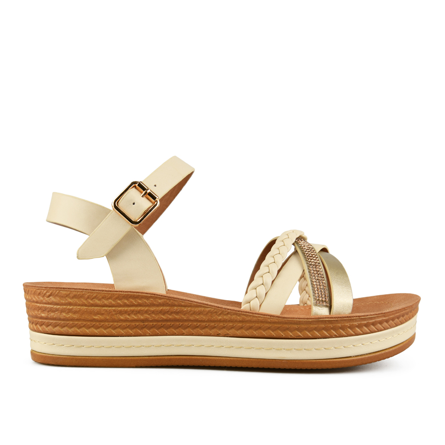 дамски сандали еко кожа светло бежови 0